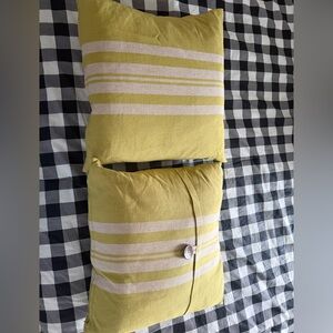 Striped Chartreuse and beige throw pillows